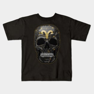 skull, zodiac signs, Aries Kids T-Shirt